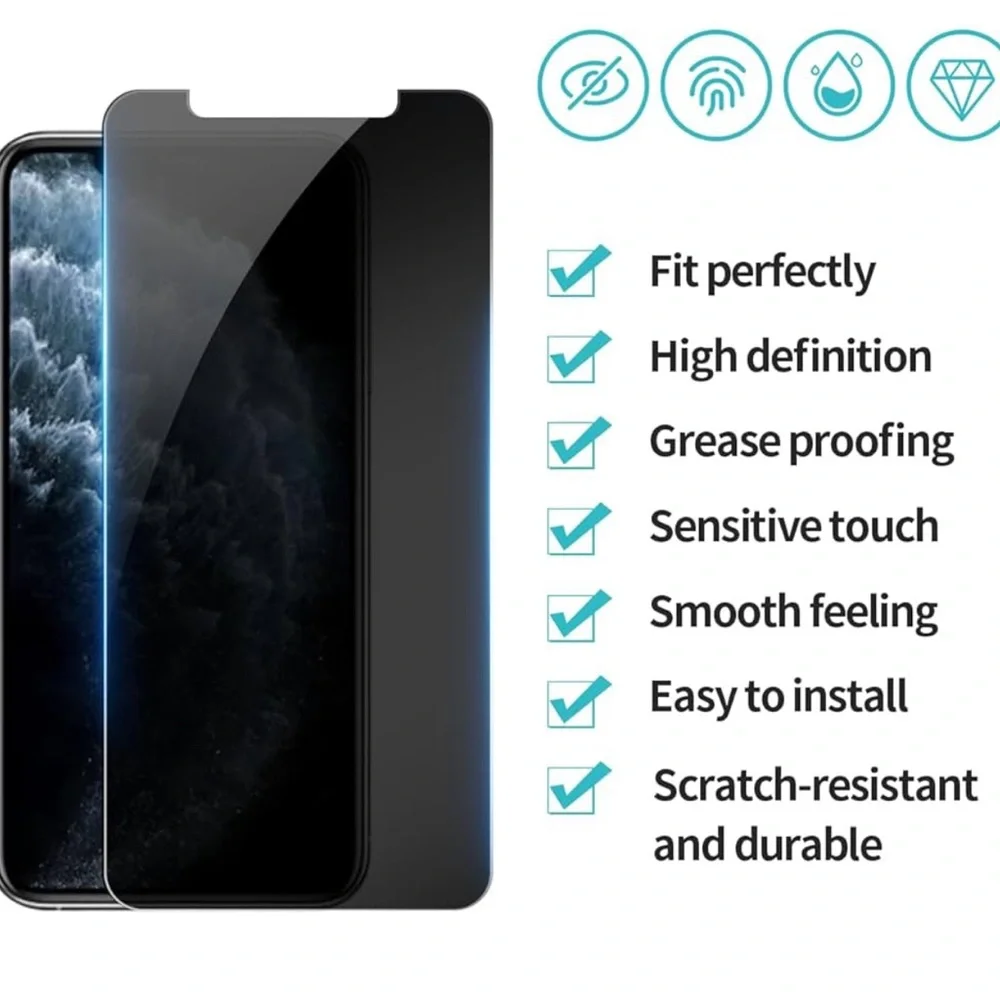 PEHAEL | NWT 2 Pack Privacy Screen Protector for iPhone 6.5” | Tempered Glass